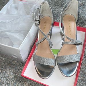 Sparkly Silver Strappy Heels